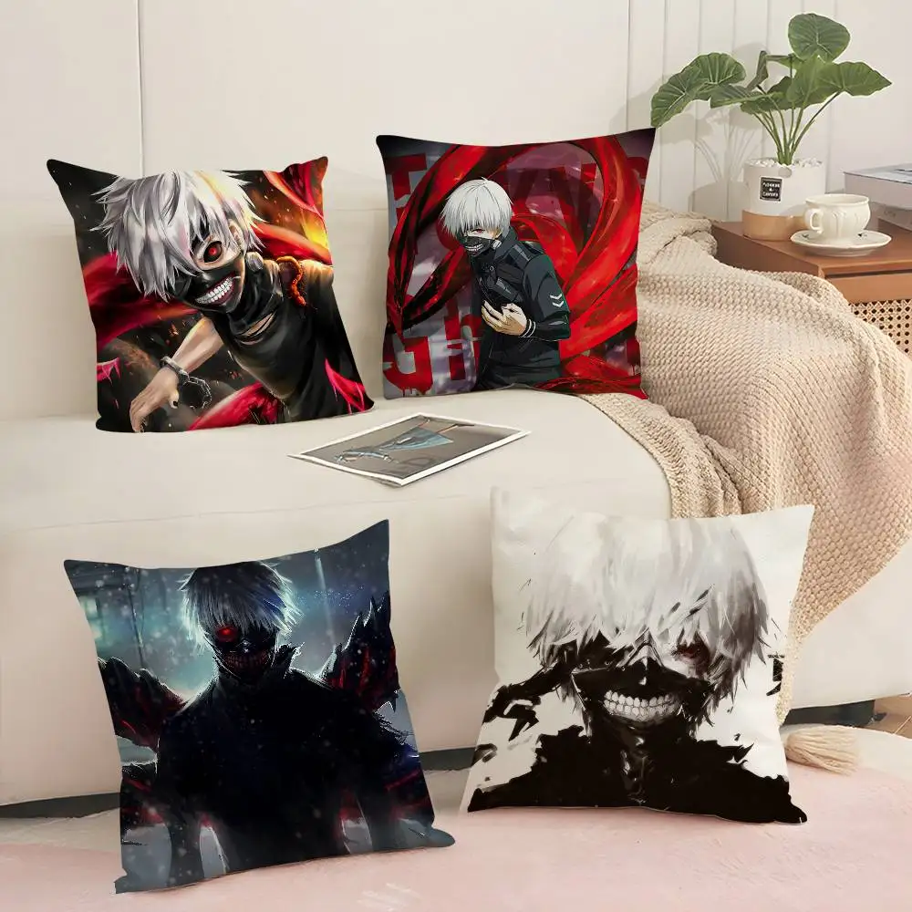 T-Tokyo Ghoul Kaneki Ken Pillow Case Sofa Decorative Home Double-sided Printing Short Plush Cushion Pillow Cover Holiday Gift