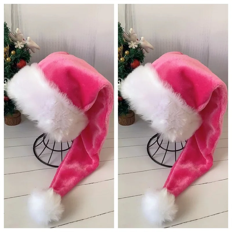 Neujahr 2026 75cm Weißer Pelz Erwachsenen-Weihnachtsmütze Party Hochwertige Pelz-Weihnachtsmütze Kinder Erwachsene Plüsch Heim-Party-Dekoration