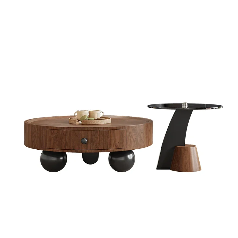 طاولة قهوة من العصور الوسطى لغرفة المعيشة، شقة منزلية صغيرة، مجموعة زاوية خزانة جانبية فاخرة وحديثة وبسيطة وخفيفة