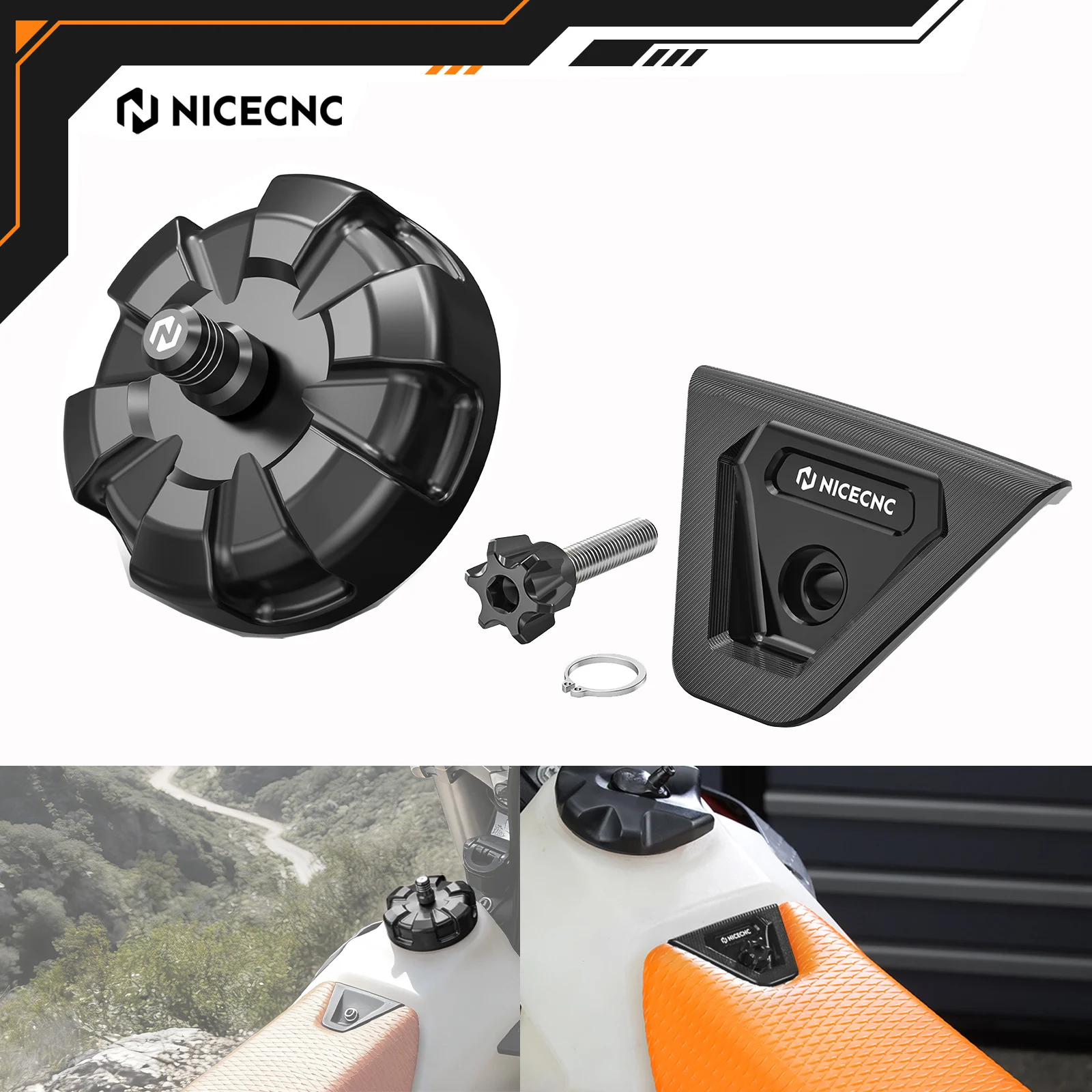 NICECNC For KTM EXC 300 EXCF 350 XCW 500 XC-W 300 XCF 250 XCF-W 450 XW-F 450 XC 300 2024-2026 Fuel Tank Cap & Seat Mount Cover