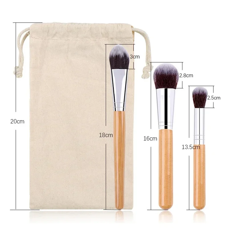 11 Pcs Set Natural Bamboo Handle Makeup Brushes Set Professional Foundation Blending Brush Cosmetic Make Up Tool With Cotton Bag