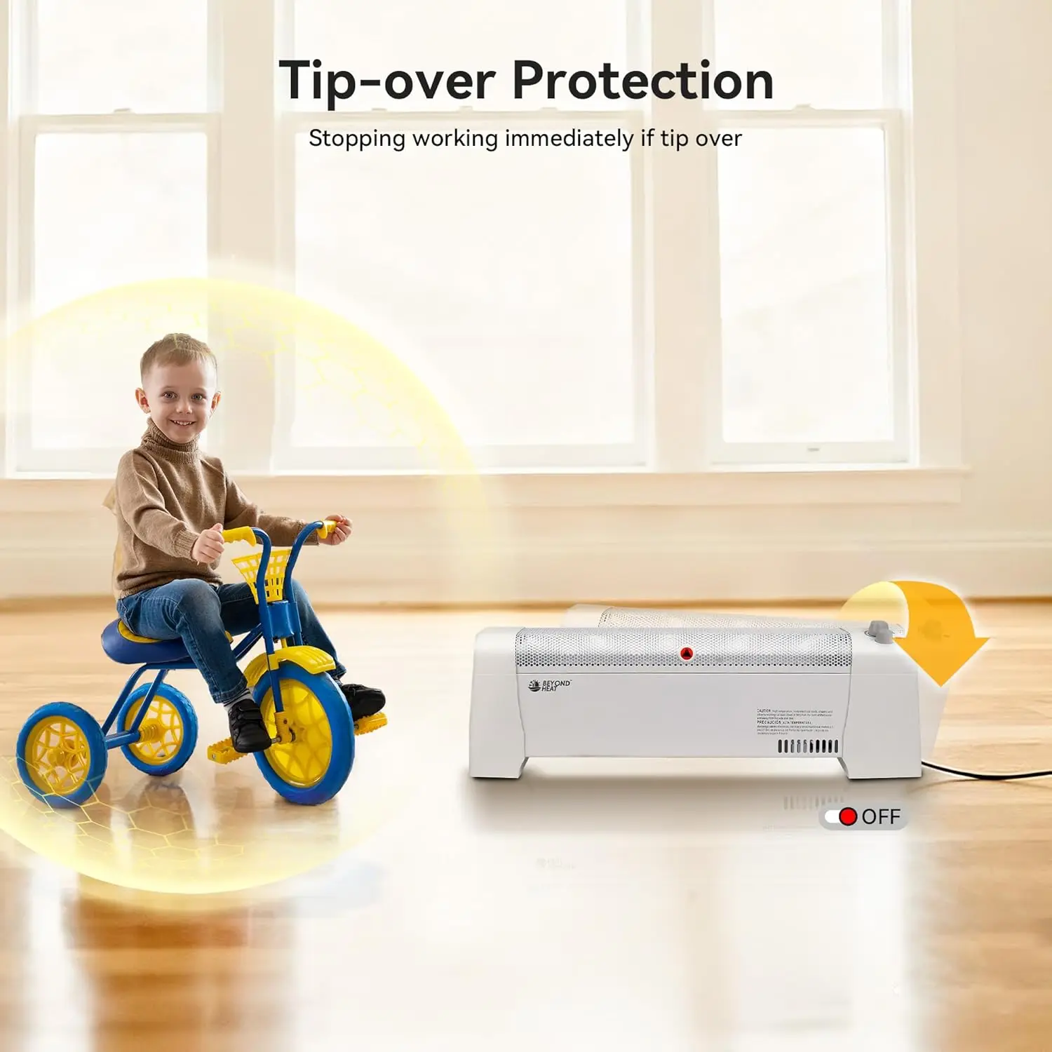 Electric Baseboard Heater 1500W with Thermostat & Overheat Protection, Silent Indoor Heating, White