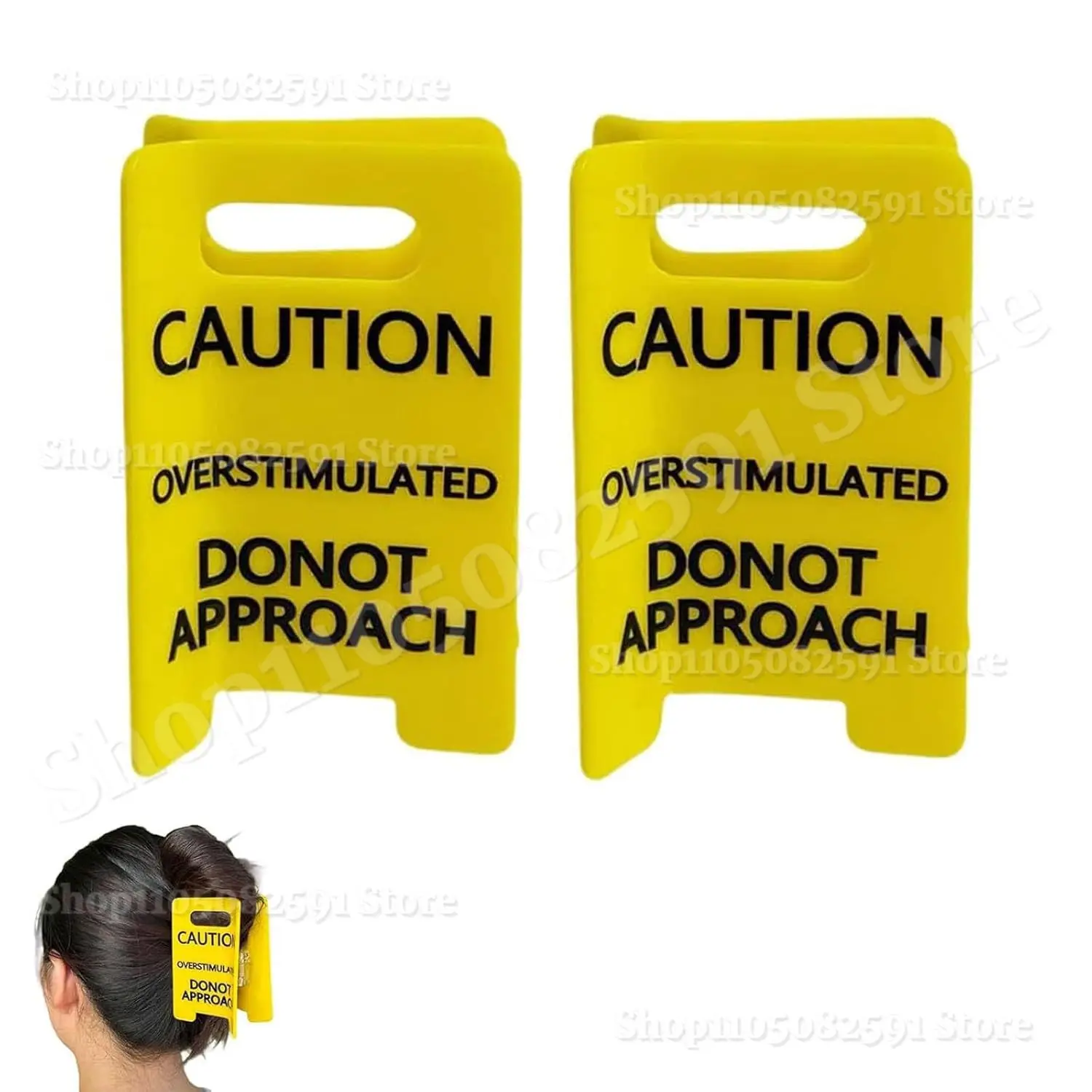 

Overstimulated Caution Sign Hair Claw Clip,Do Not Approach Sign Hair Claw Clip for Thick Hair,Funny Yellow Hairs Clips to Friend