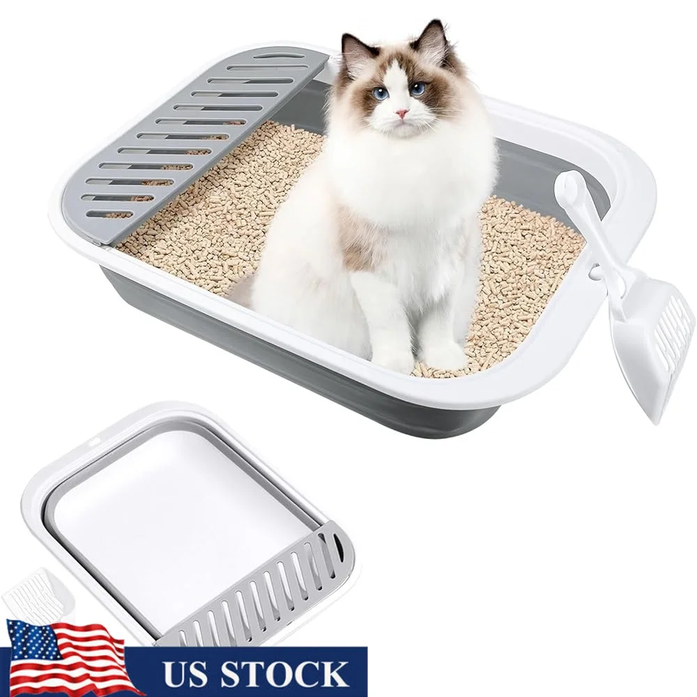 

Foldable Cat Litter Box Waterproof Travel Pan Easy Clean Portable Small Hitchhiking Kitty Litter Tray For Camping Outdoors