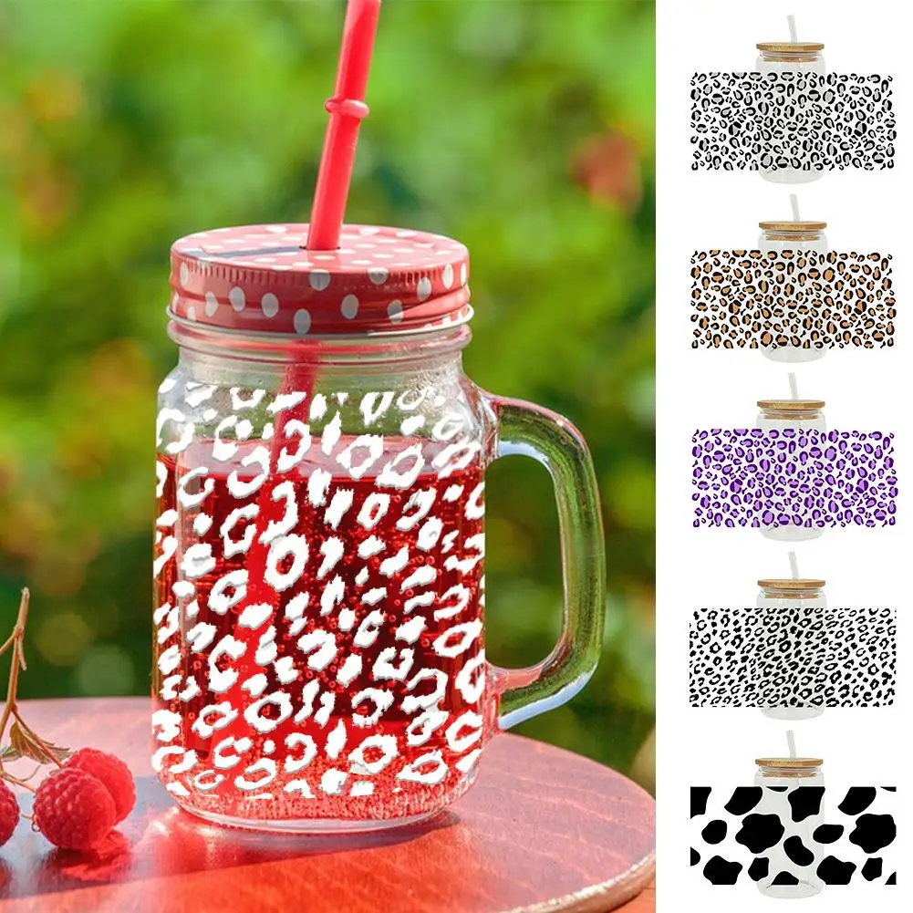

3D Leopard UV DTF Transfer Sticker Design Waterproof 16OZ Cups Wraps Sticker Rub On Transfers For Crafts Furniture Custom L G9R2