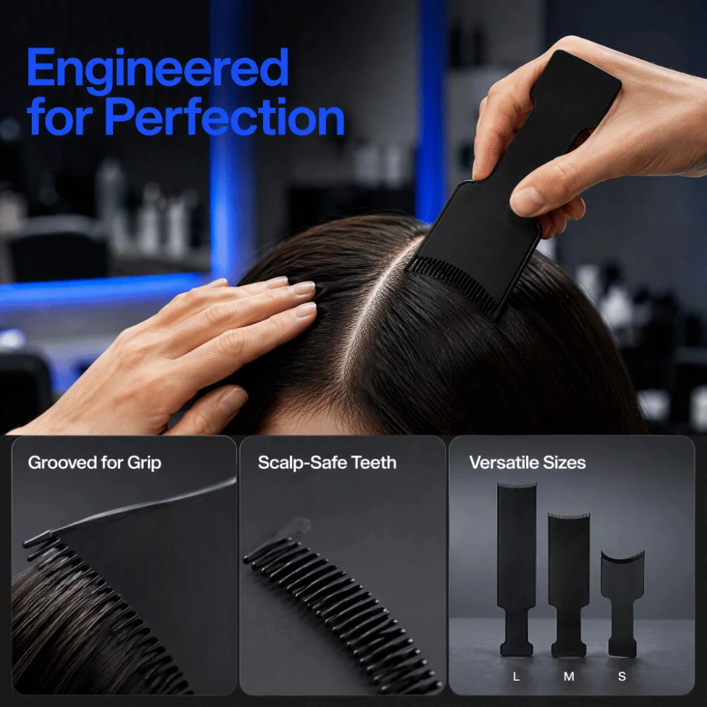 3PCS Reusable Lightweight Hair Coloring Brush With Teeth 3 Sizes Balayage Highlighting Board Highlighting Comb Barber Shop Use