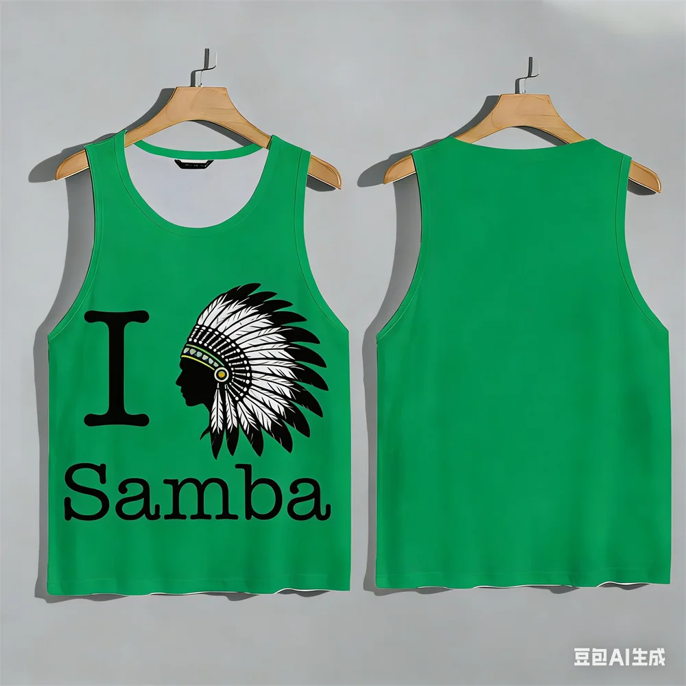 

Brazilian Carnival Element Print Men's Tank Tops 3D Samba Pattern O-Neck Pullover Leisure Fashion Breathable Sleeveless T-shirt