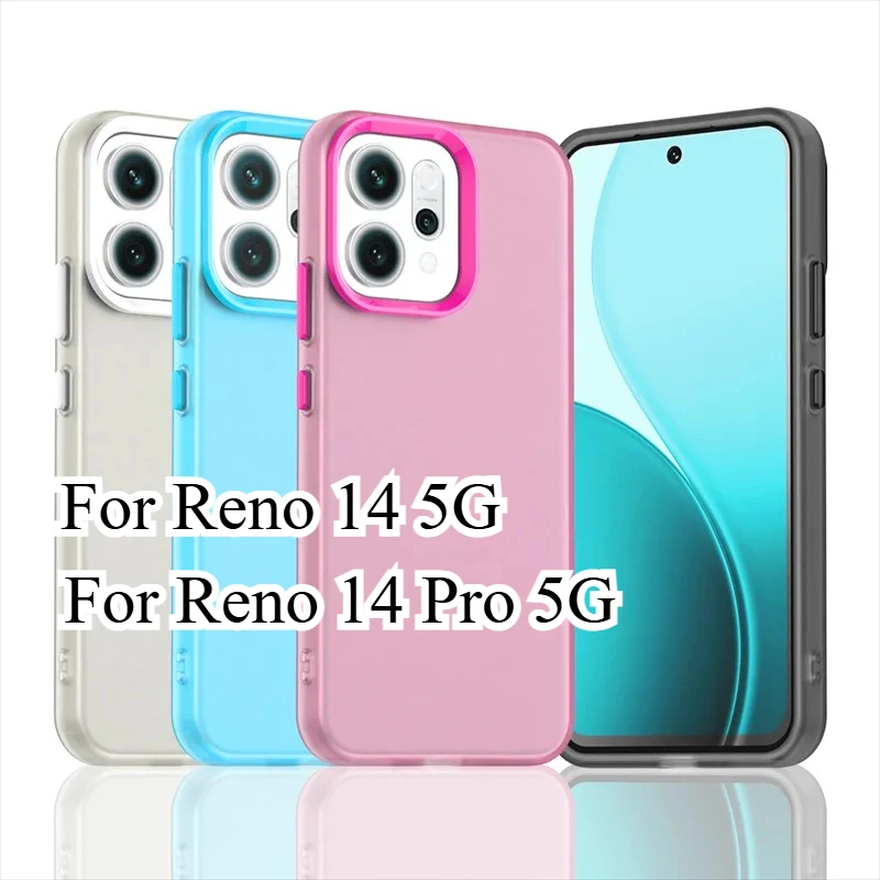 Frosted Pc Case for OPPO Reno 14 5G Cover Reno 14 Pro Reno14 13pro 13F Matte Translucent Tpu Edge Candy Color Phone Bumper