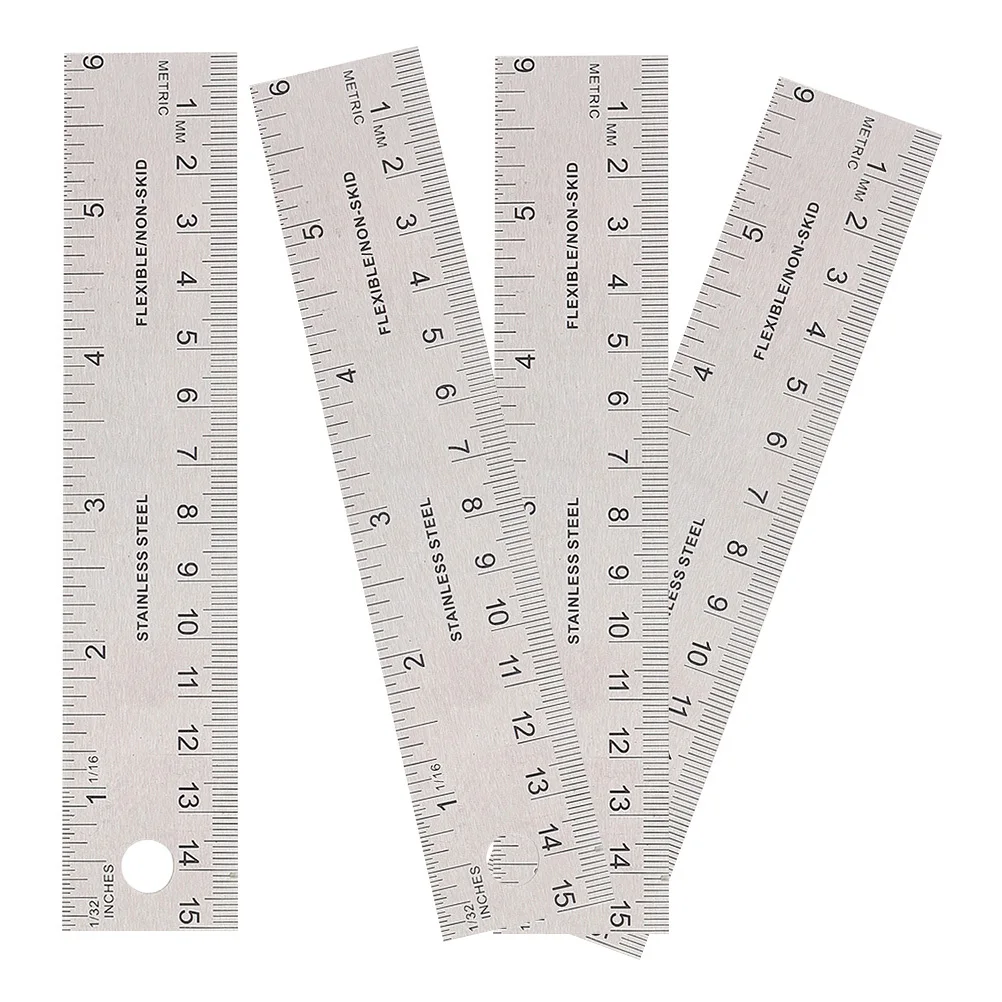 

4Pcs Cork Backing Student Rulers Portable Lightweight Measuring Drawing Tools for Study Cork Backing Rulers Students Gift