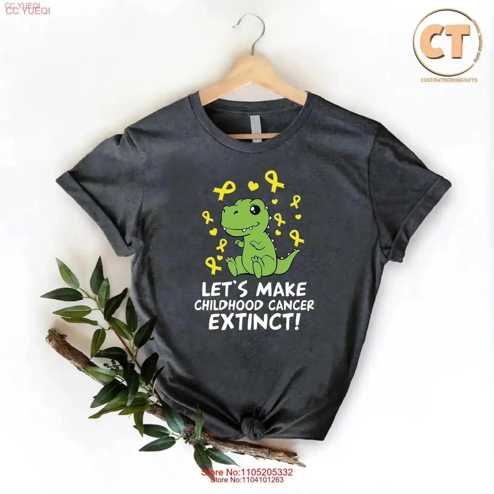 Childhood Cancer Dinosaur T Shirt Let's Make ExtincT Gold Ribbon Awareness Survivor Kids GifT vintage Washed Stylish