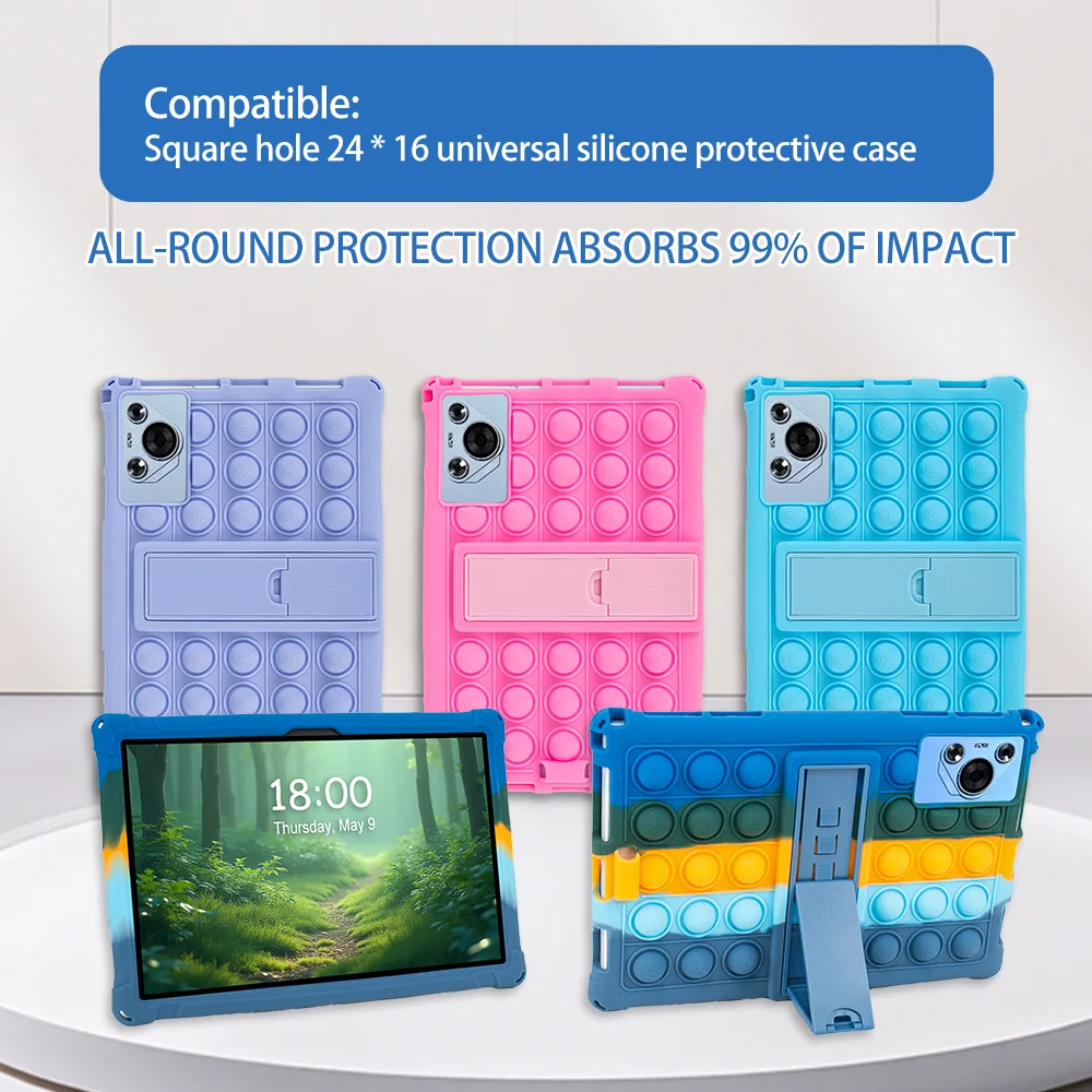 for BDF P50 P40 P37 P30 10.1 Inch Tablet Case Ajustable Stand Cover Tablet Soft Silicone Push Bubble Case