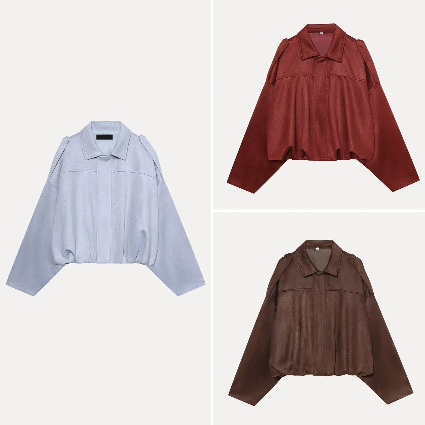 

2025 Autumn New Sle Women's Faion ort Casual Simple Chien Skin Velvet Jaet Loose Fit Long Sve Button Closure