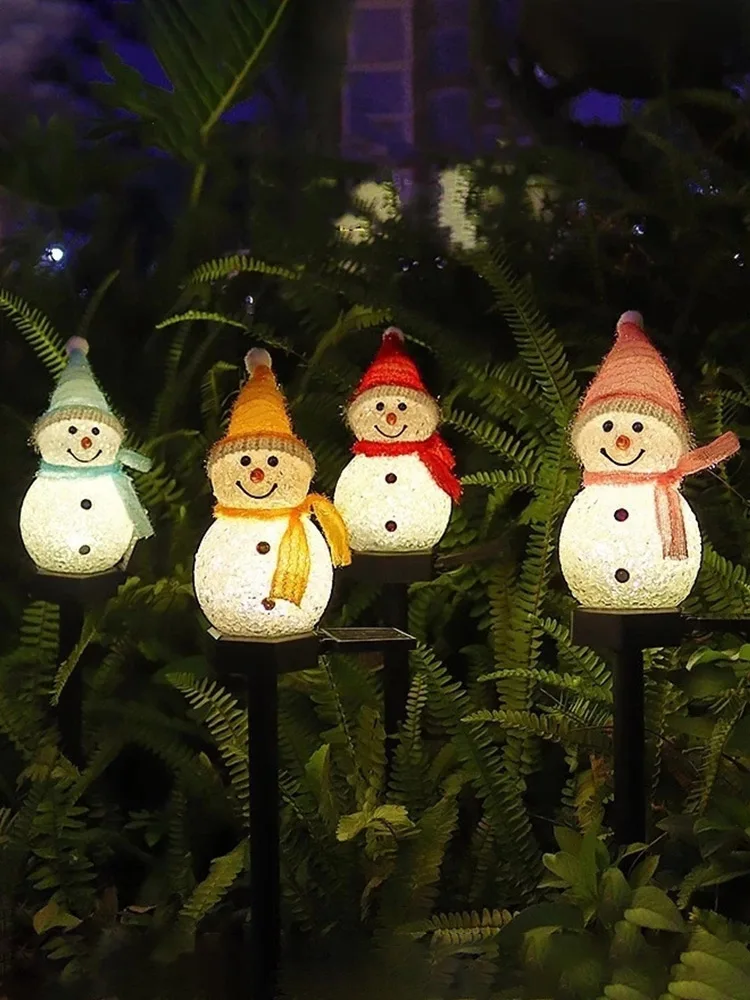 กลางแจ้งไฟ LED พลังงานแสงอาทิตย์ Snowman ภูมิทัศน์โคมไฟตกแต่งโคมไฟสนามหญ้าคริสต์มาสชุดการ์ตูน Snowman GROUND โคมไฟโคมไฟสวน