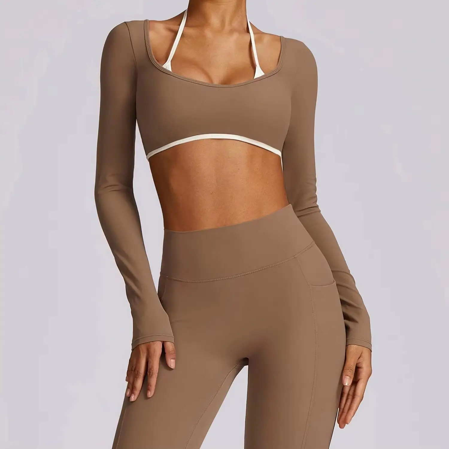 

Sports Top Hollowing Out Yoga Shirts For Women Long Sleeve Fitness Running Gym Clothes Workout Dry Fit Breathable High Elastic