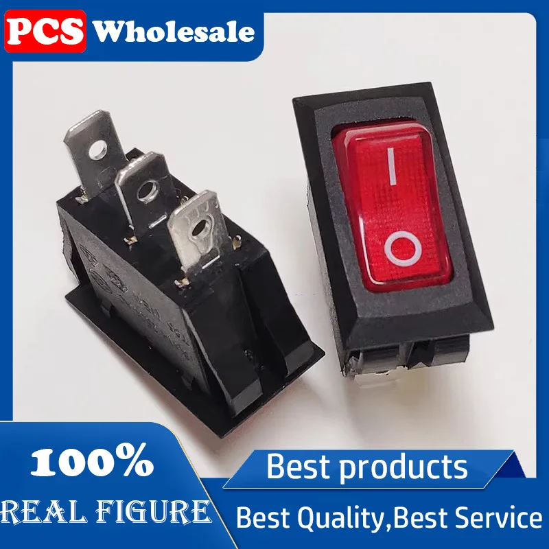 Taiwan original ship type switch R-2-110-CPL-BR three-pin on/off red light rocker switch UL VDE CQC certification