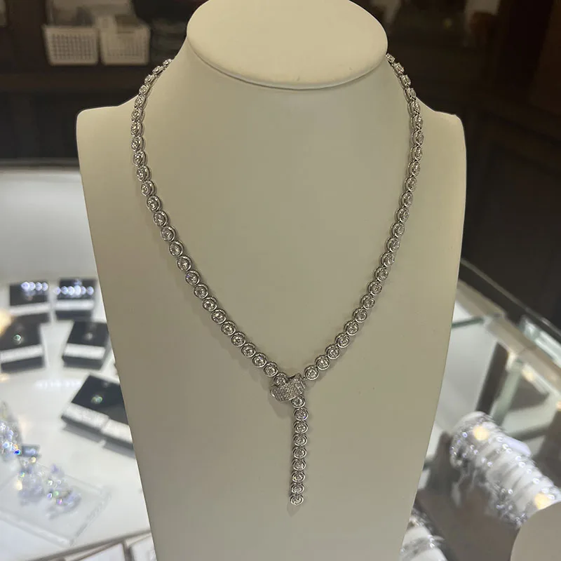 Cadre de lunette 10.7ctw CVD HPHT Lab Grown diamant DEF document VS-VVS 18 pouces Solide 14k Or Blanc Laxury Collier Pour Femmes