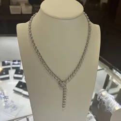 Bezel Setting 10.7ctw CVD HPHT Lab Grown diamond DEF Color VS-VVS 18inch Solid 14k White Gold Laxury Necklace For Women