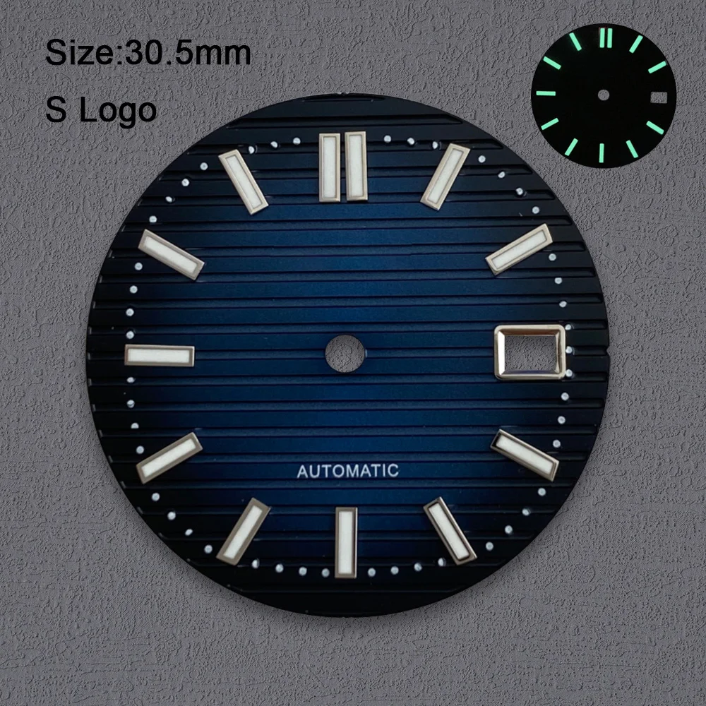 30.5 مللي متر NH35 الطلب S شعار نوتيلوس الهاتفي مناسبة لحركة NH35 قوية C3 الأخضر مضيئة الرجال ساعة اكسسوارات