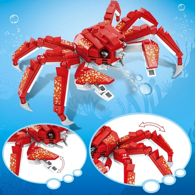 Sea Animal Model King Crab Hammerhead Shark Lobster Building Blocks, Halloween Decoration, Christmas Gift, Educational Toys