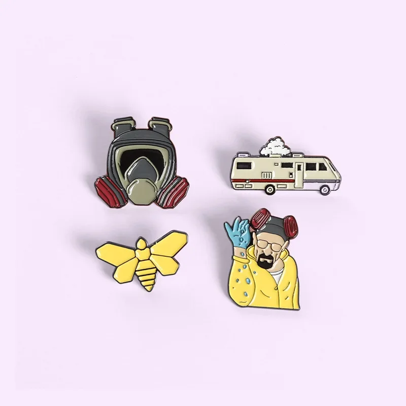 Breaking Bad Enamel Pins Wholesale Butterfly Car TV Series Cartoon Metal Pin Lapel Brooches Badge Jewelry Gift for Fans Friends