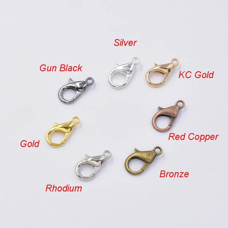 50pcs Mixed 7 Color 10/12/14/16mm Metal Lobster Clasp Hooks End Connectors For Jewelry Making Findings Necklace Bracelet DIY