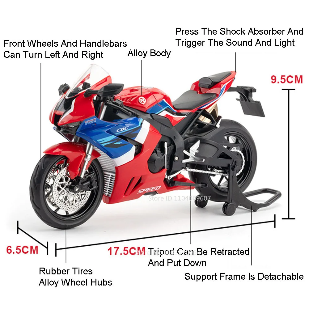 1:12 Honda CB400F CBR1000 Miniatur Motorrad Diecast Legierung Modell Spielzeug Auto Sound Licht Zurückziehen Vorderrad Lenkung Junge Geschenke