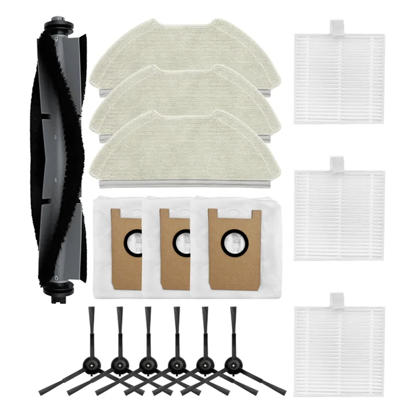 A76G-Replace Parts For Airrobo T20+ Robot Vacuum And Mop 1 Main Brush 6 Side Brush 3 Filter 3 Mop Pad 3 Dust Bag