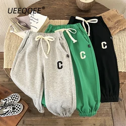 Spring Autumn Children Pants 2-10Y Boys Girls Cotton Embroidery Harem Sweatpants Trousers Korean Toddler Wear For Kids Clothing