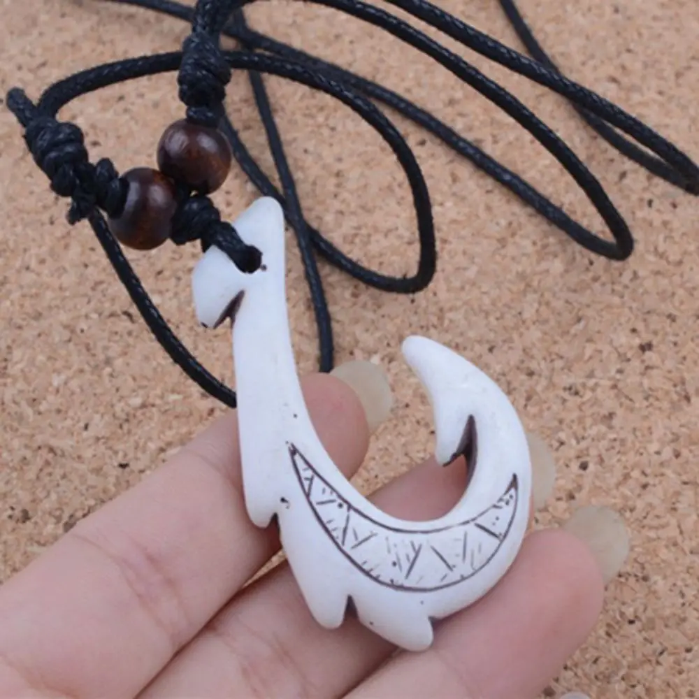 黒綿コードビーズマオリハワイエスニック DIY ジュエリーフィッシュフック手作りペンダントネックレス