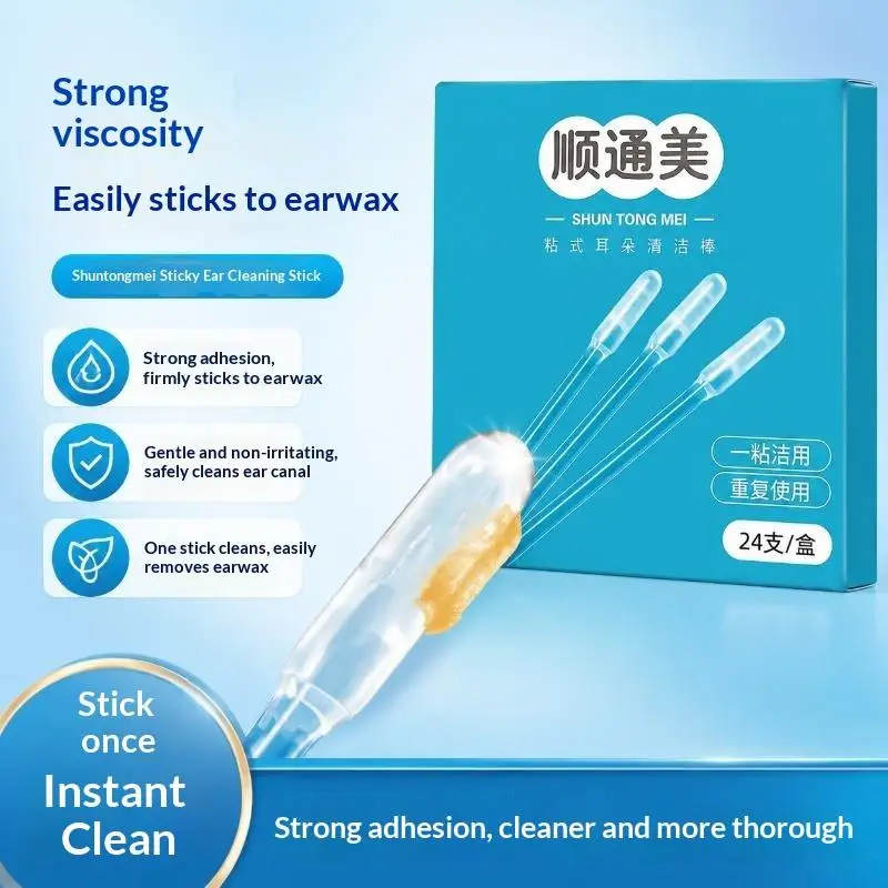 24pcs Adhesive Ear Cleaning Sticks Ear Digging Spoons Tool For Safe Earwax Removal Home Care Ear Care Kit