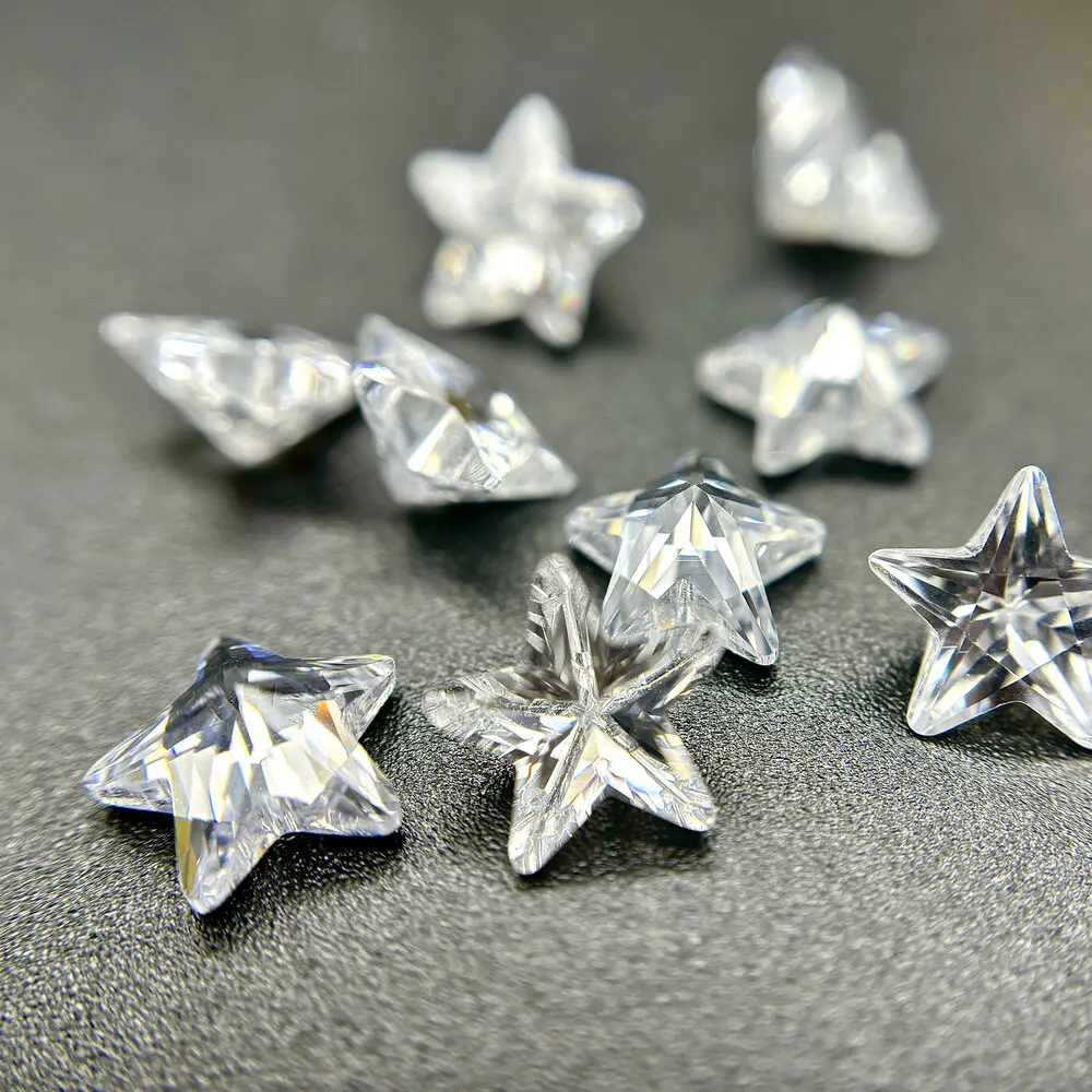 50pcs 3x3~10x10AAAAA Star Shape White , Voilet,Olive , Purple, Black, Pink Cubic Zirconia Stone Loose cz