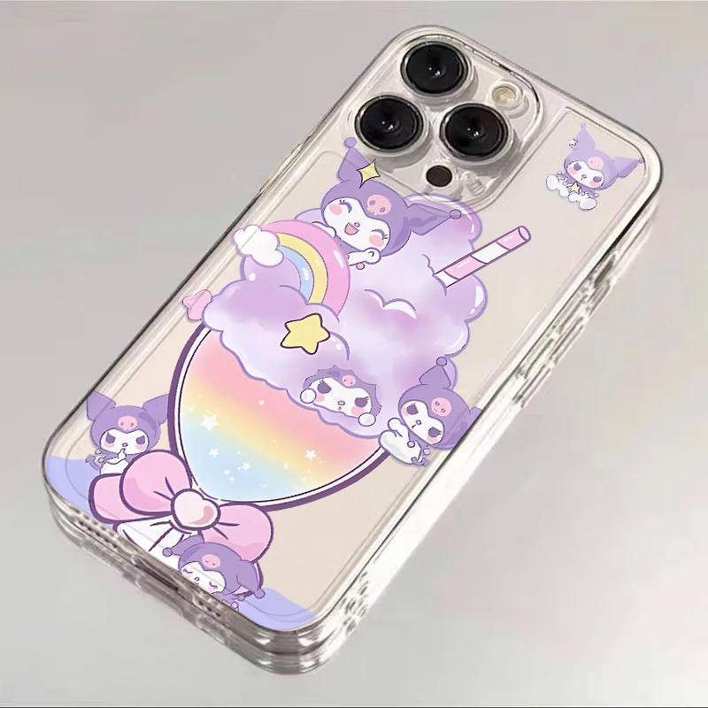 Casing HP Sanrio Kuromi Soft Cover untuk Apple iPhone 15 14 16 Plus XS XR 13 12 11 Pro Max 7 8 SE 16e