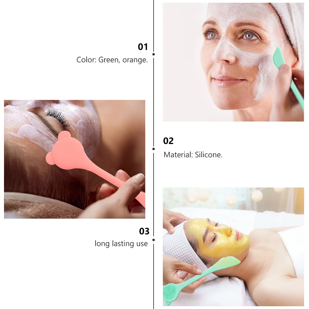 블랙헤드를위한 2pcs 실리콘 코 브러시 깊은 모공 청소 페이스 클렌징 도구 부드러운 강모 여행 크기 그린 오렌지