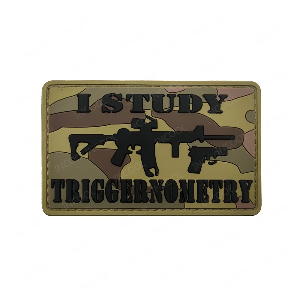 I Study 3D PVC Rubber Gun Pattern Waterproof Patches IR Reflective Guns Patch Glow In Dark Appliques For Shooter Jacket Bag Cap