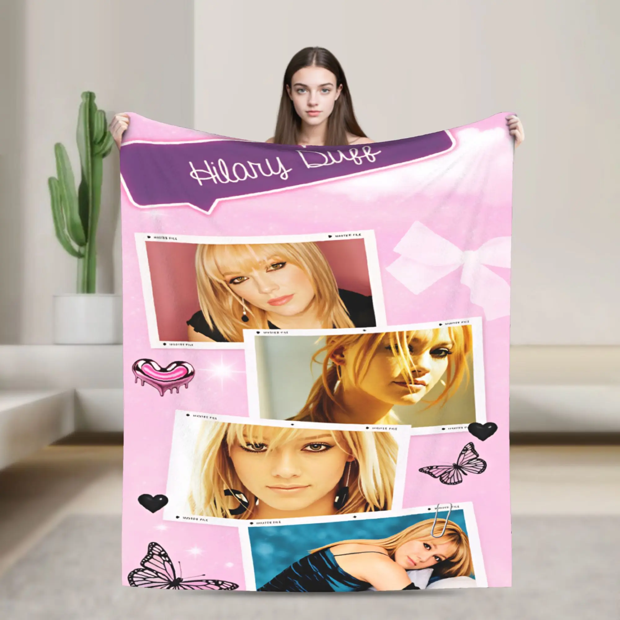 Hilary Duff Lizzie McGuire Flannel Blanket  Soft Throw Blanket for Couch Bed Airplane Travel Aesthetic Bedspread Sofa Bed Cover