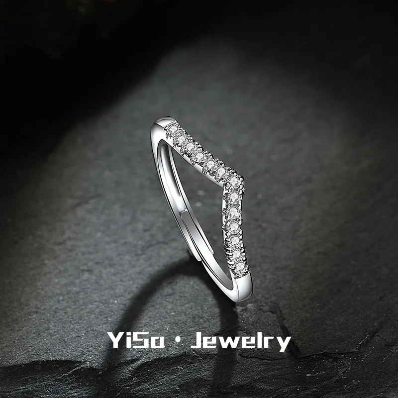 Ring aus 925er-Sterlingsilber mit glänzendem Zirkon für Damen, Hochzeitsschmuck, Silberbänder, feines Modegeschenk, Party, hochwertiger Ring – Detail 3