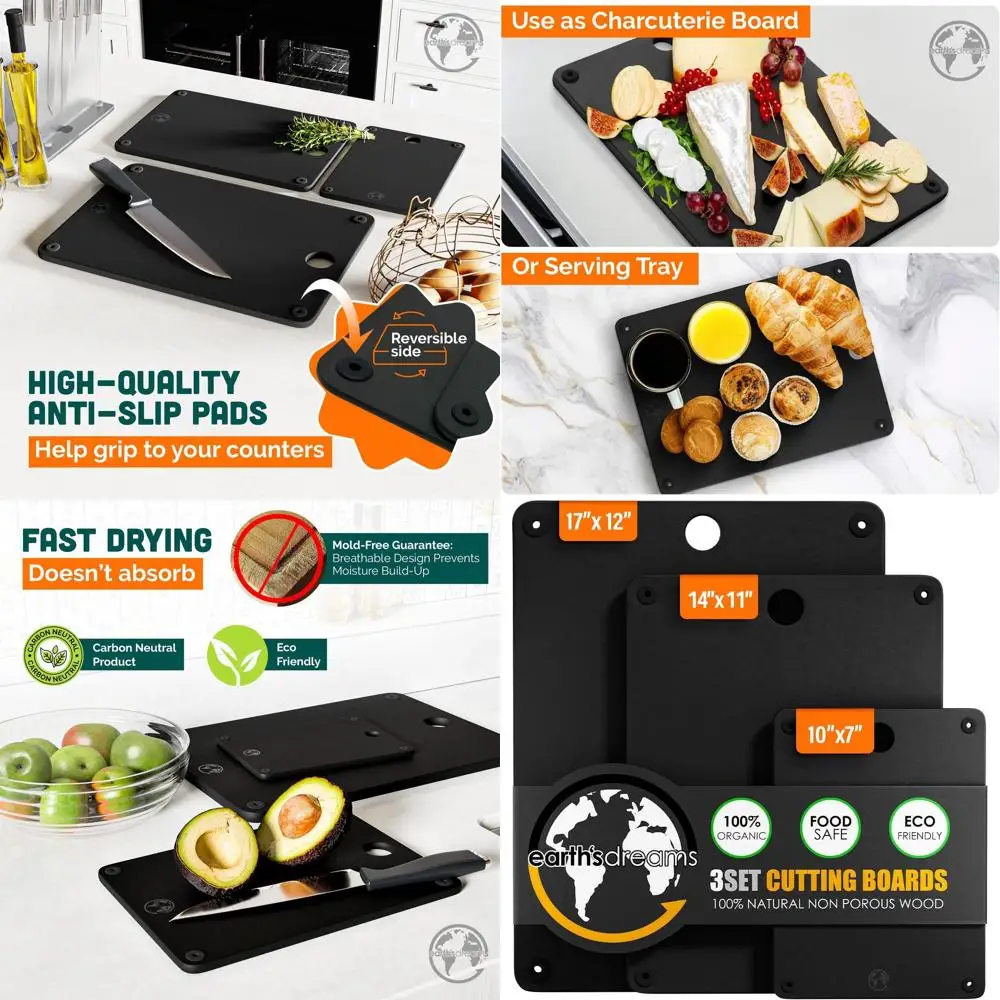 

Набор досок для мясных изделий — 3 предмета, от маленького до очень большого размера, непластиковый, нетоксичный, сверхмощный, можно мыть в посудомоечной машине, черный