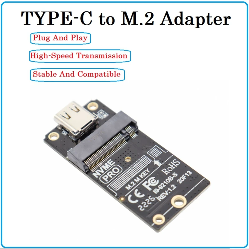 

Переходник с TYPE-C на M2 Nvme M.2 на USB 3.1 Type-C, поддержка карт M2 SSD 2230/42/60/80