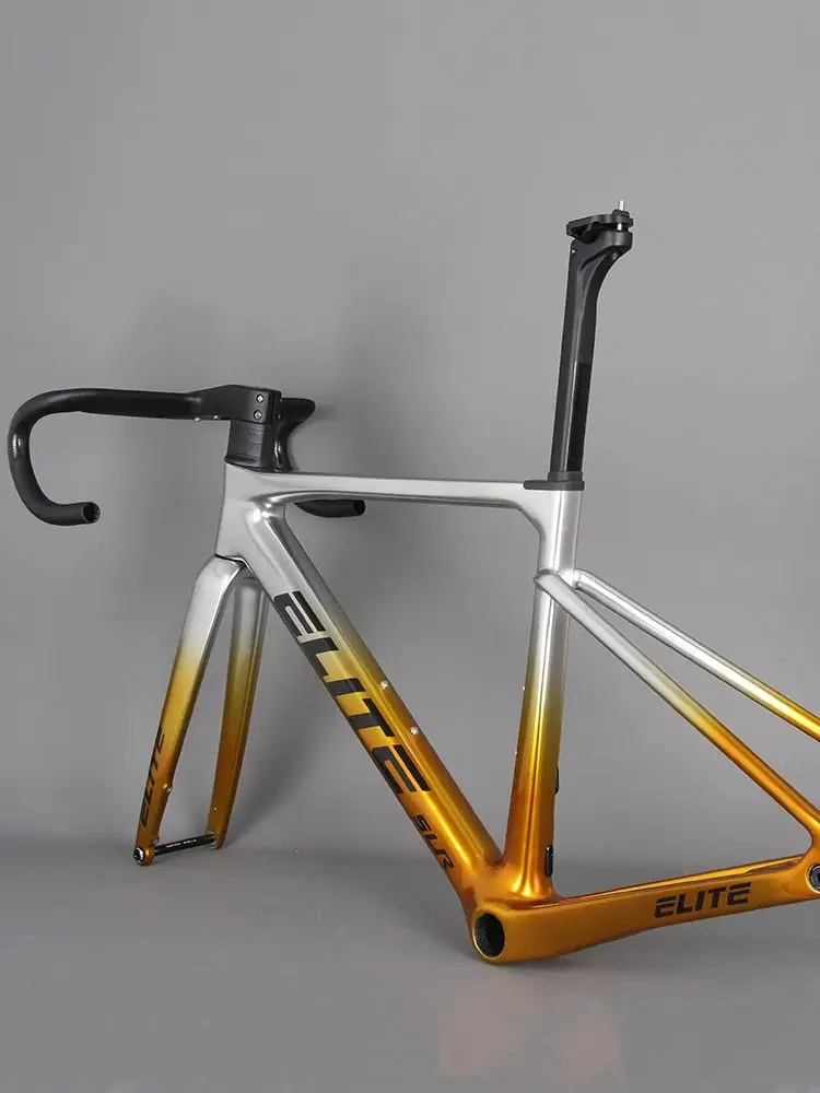 AliExpress ELITE SLR Electroplated 2025 Newest ELITE Bicycle Carbon Frameset T47 T1000 Carbon Fiber Road Bike Frame With Handlebar 700*32C Disc Brake