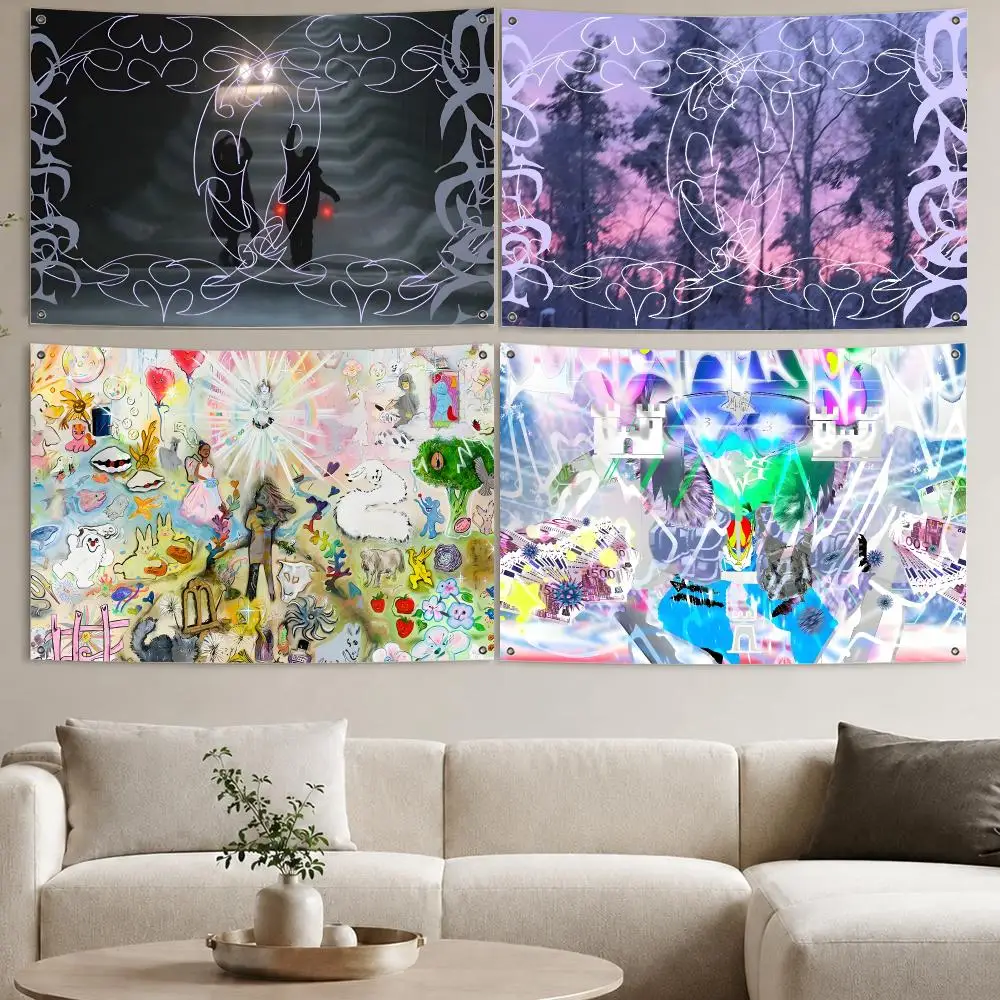 333 Bladee Album Cover Wall Flags Aesthetic Wall Tapestry Printed Wall Hanging Living Room Party Outdoor Decor