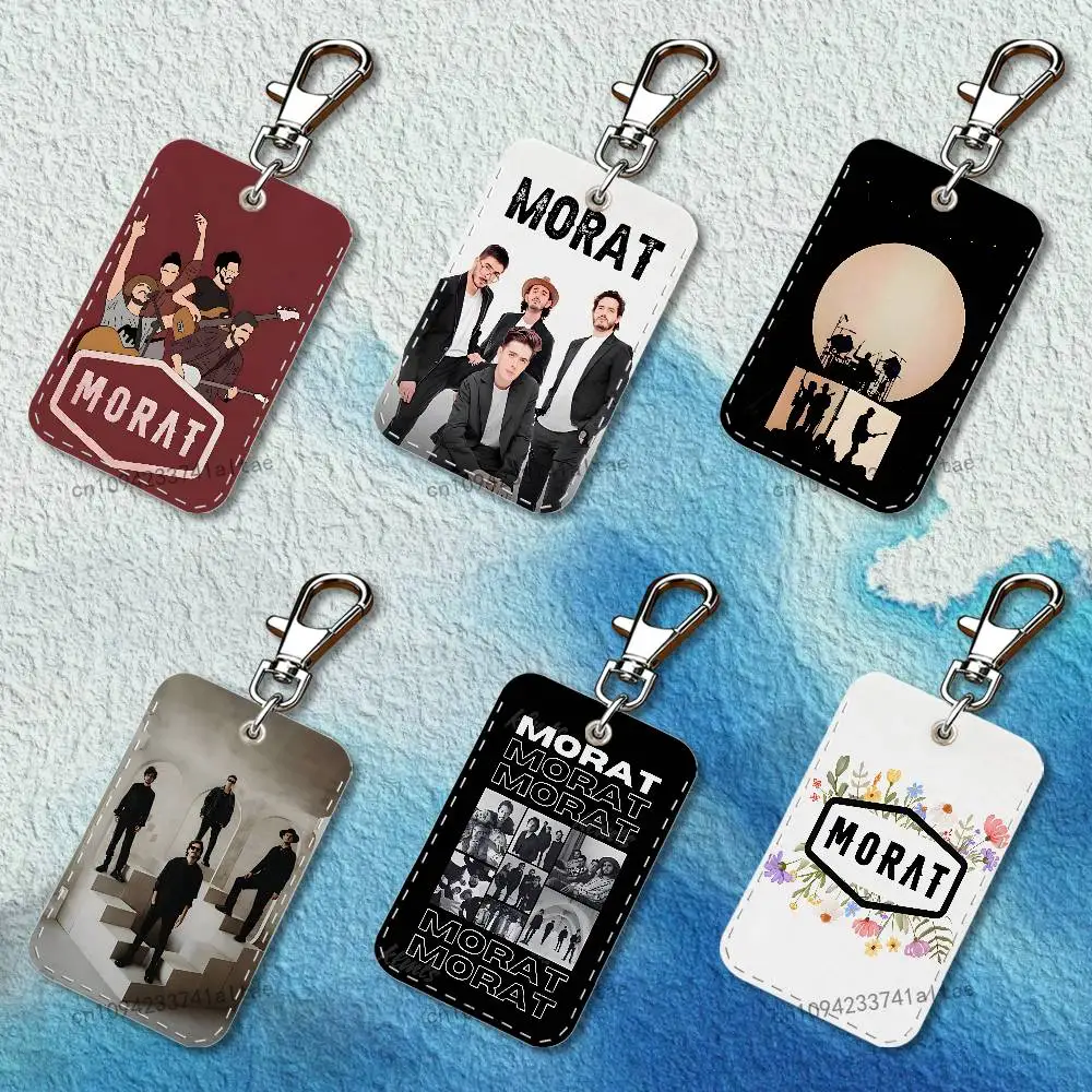 

M-Morat Band Rectangle Access Card Case Leather Card Holder Keychain Key Ring Transportation Card Case