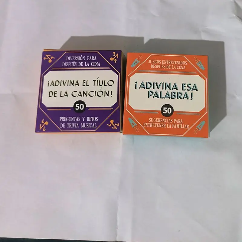 Juego de Cartas en Español para Después del Cenar, 5.3x5.3cm, Mini Juego de Mesa de Adivinanzas de Palabras, Adivina Canciones y Palabras, Tarjetas de Trivia para Fiestas y Noches de Juegos