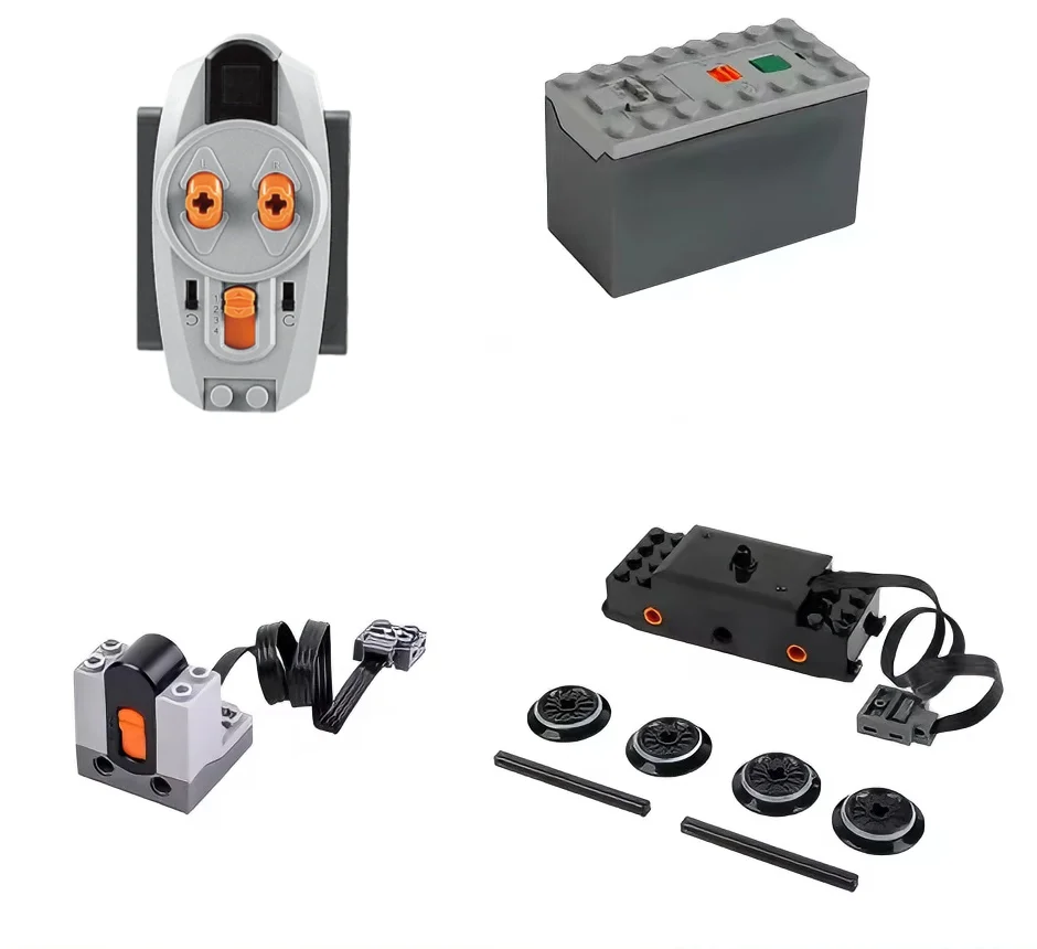 모크 기차 트랙 모터 테크니컬 블록 파워 펑션 부품 리모컨 + AAA 배터리 박스 세트 PF 브릭 DIY 장난감 액세서리