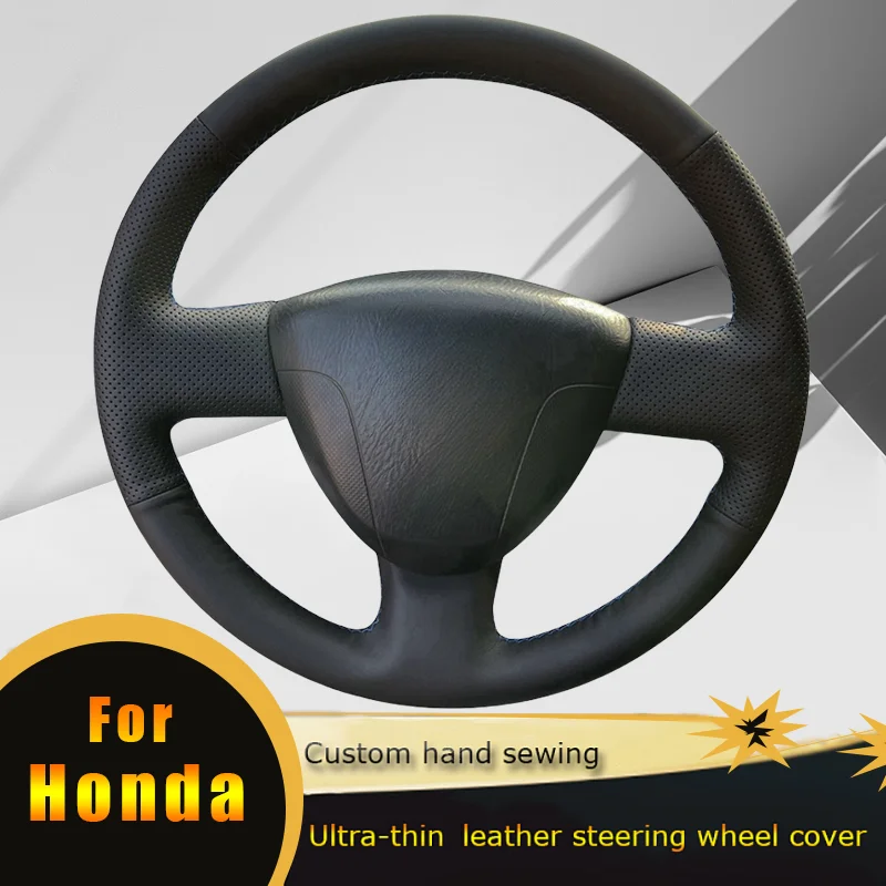 

DIY Car Steering Wheel Cover Non Slip Perforated Microfiber Leather Hand-Sewn For Honda City Fit Jazz 2001-2008 Car Accessories