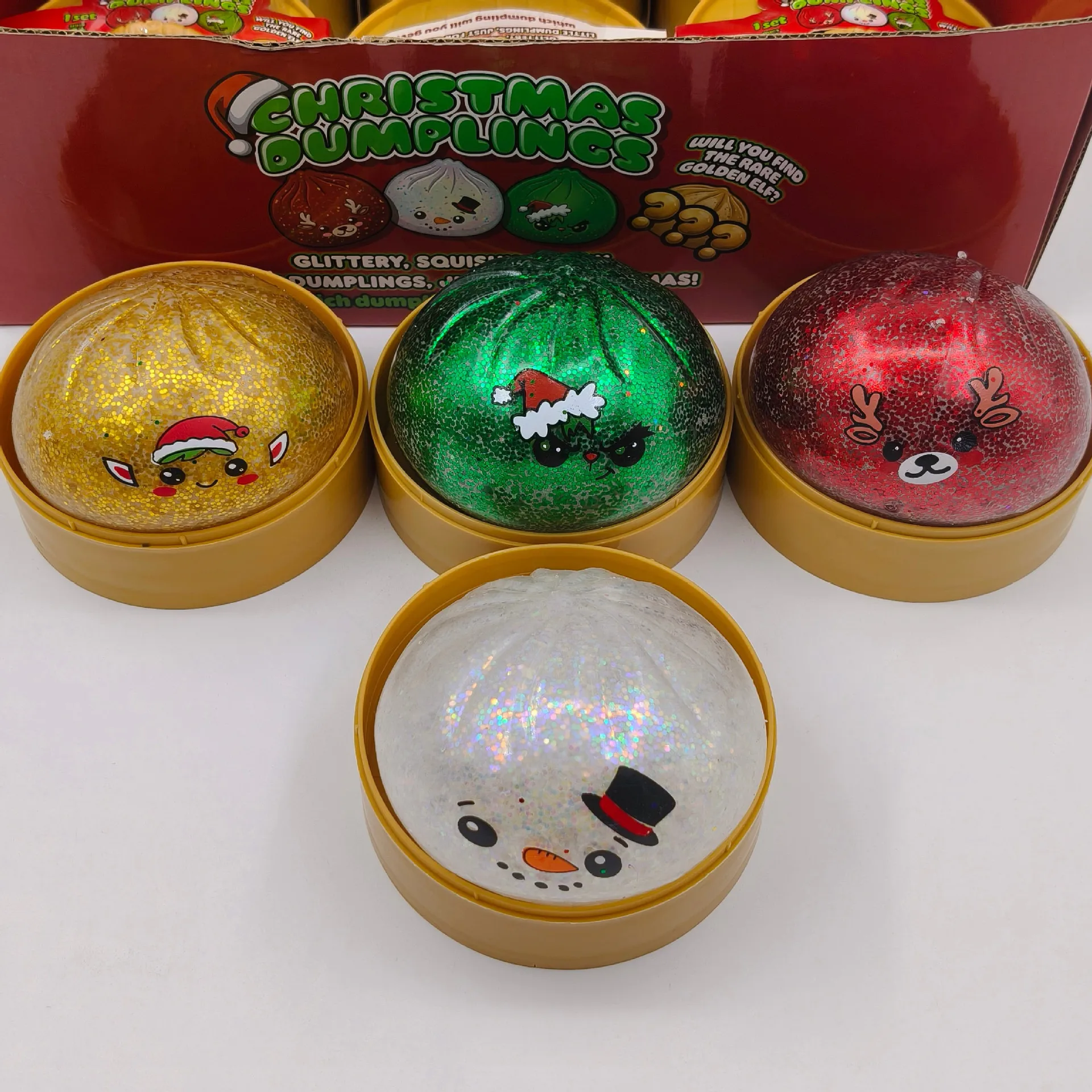 New Christmas Bun Shape Squishy Toy, Decorative Accessory Squeeze Stress Relief Decompression Fidget Toy