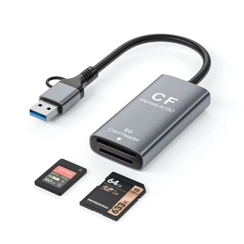 10Gbps 2-in-1 USB3.0 Type C Card Reader with Cable CFA SD Memory Card Adapter for Sony Cameras iPhone 15 MacBook Pro Air 2023