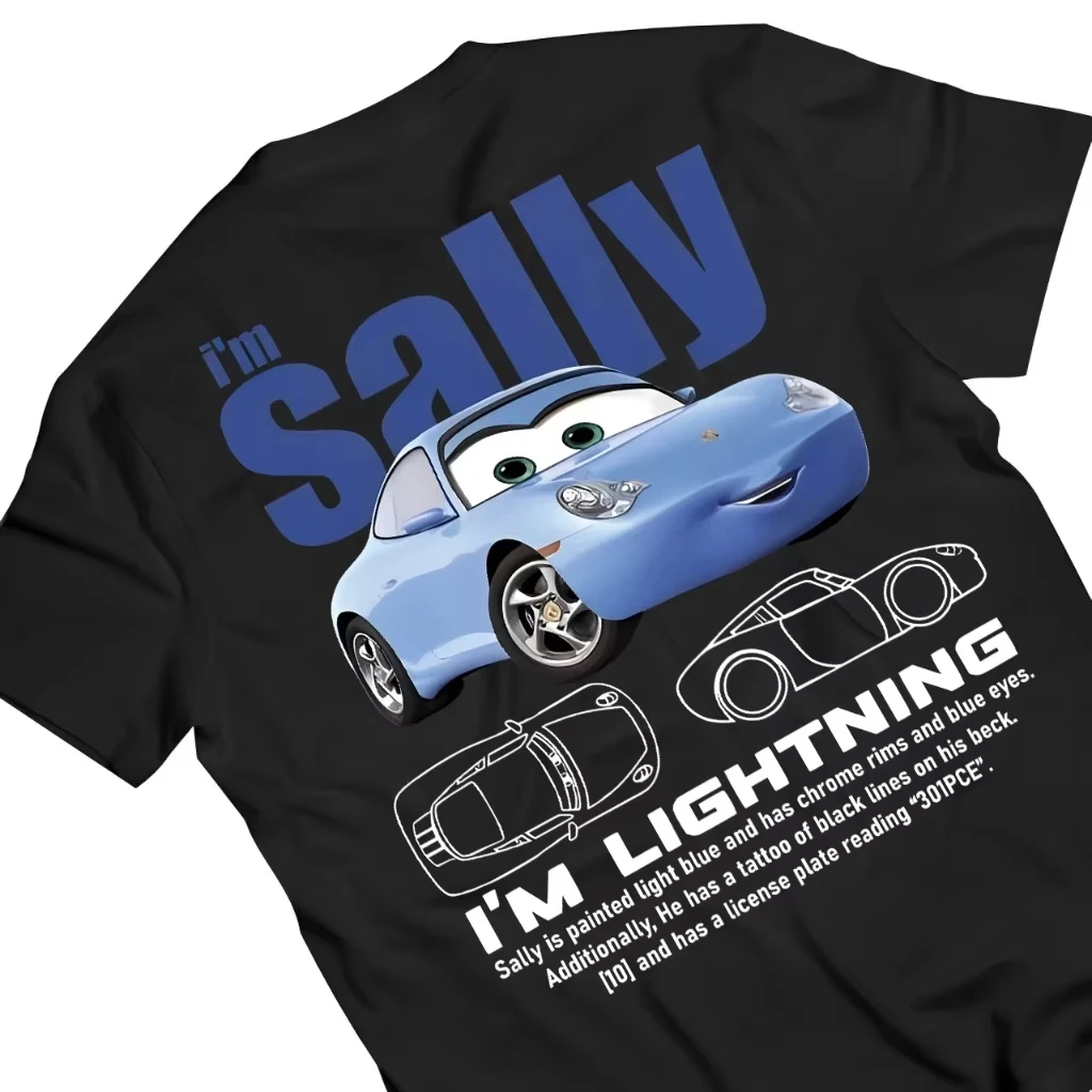 Summer New Lightning McQueen and Sally Print Couple T-shirts McQueen and Sally Pure Cotton Short-sleeved Men's and Women's