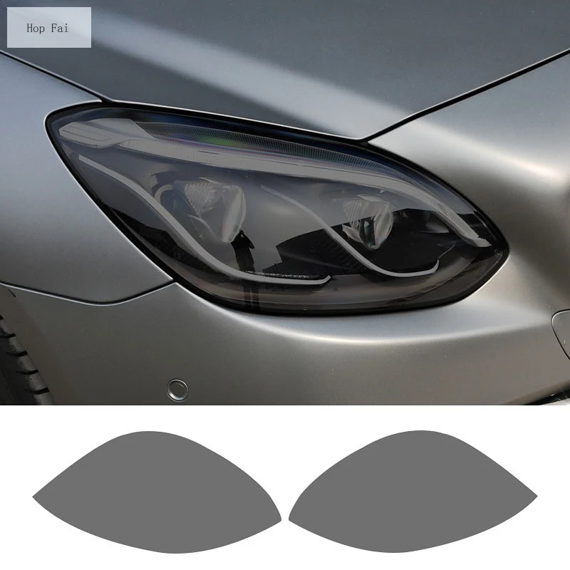 

2 Pcs Car Headlight Protective Film Front Light Transparent Smoked Black TPU Sticker For Mercedes Benz SLK Class R172 SLC 55 AMG