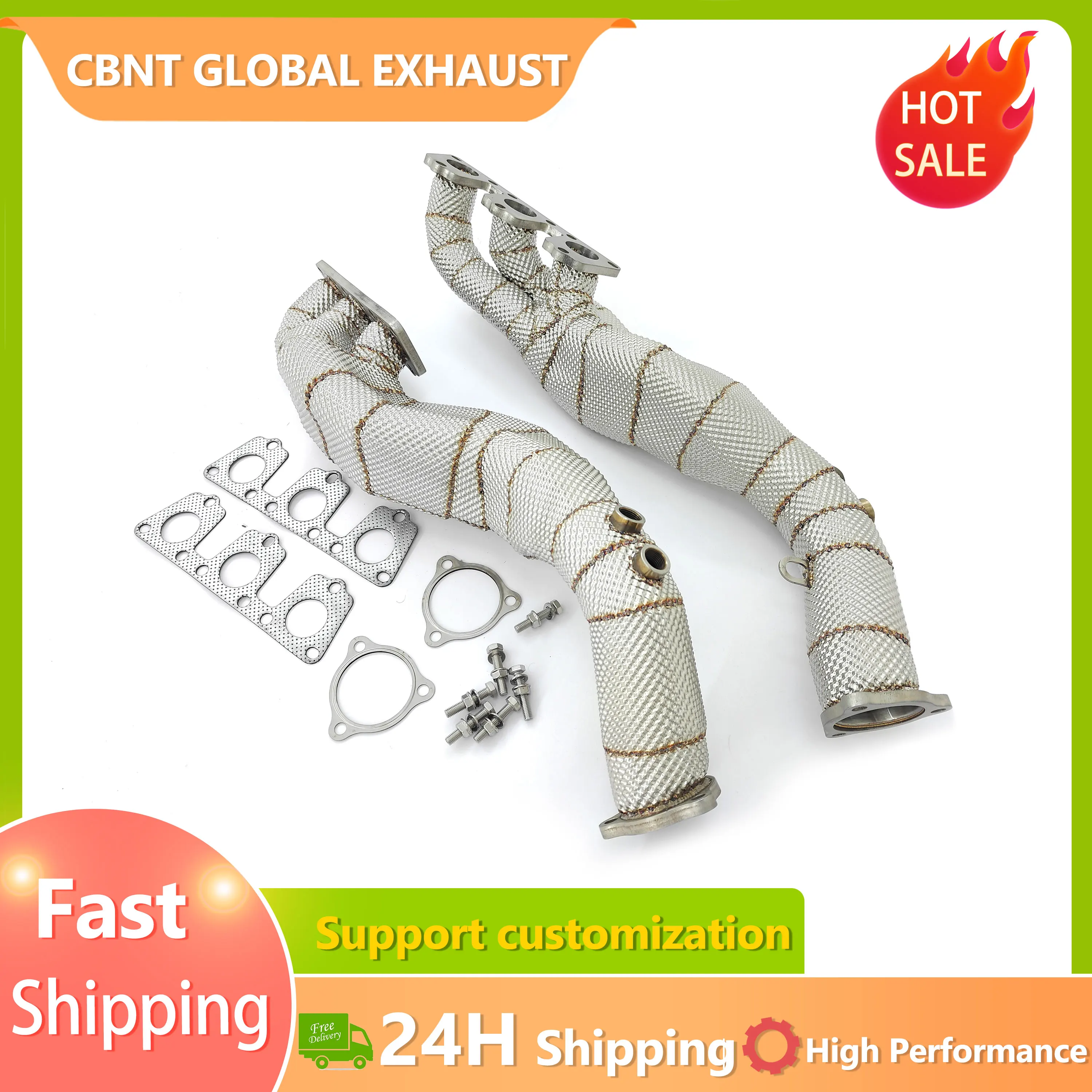 

CBNT Perfect Fitment Exhaust Headers for Audi S4 S5 B8 3.0T 2009-2016 Manifolds Double-Layer Heat Wrap Headers Exhaust System