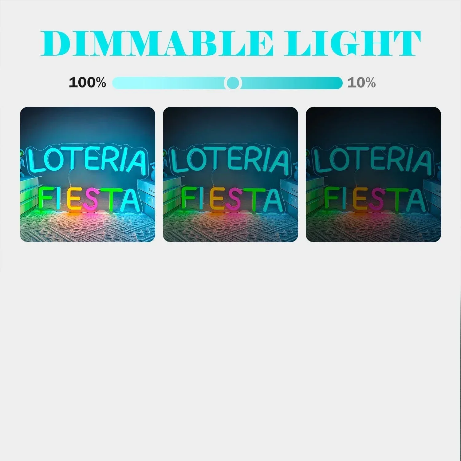 Loteria Fiesta Neon Sign Mexican Bingo LED Wall Art USB Powered Glow Lamp Colorful Decor Party Bar Home Aesthetic Hanging Light